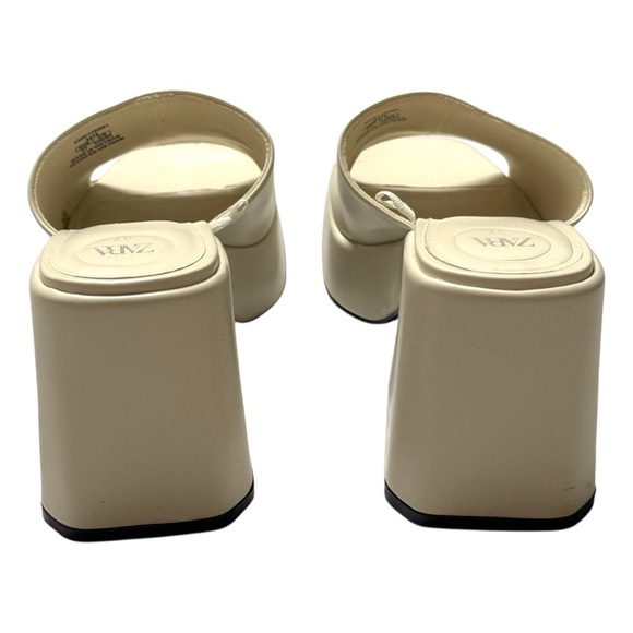 Zara Chunky Mule Heeled Platform Sandals Square Toe Cream EU 37 - Picture 4 of 8